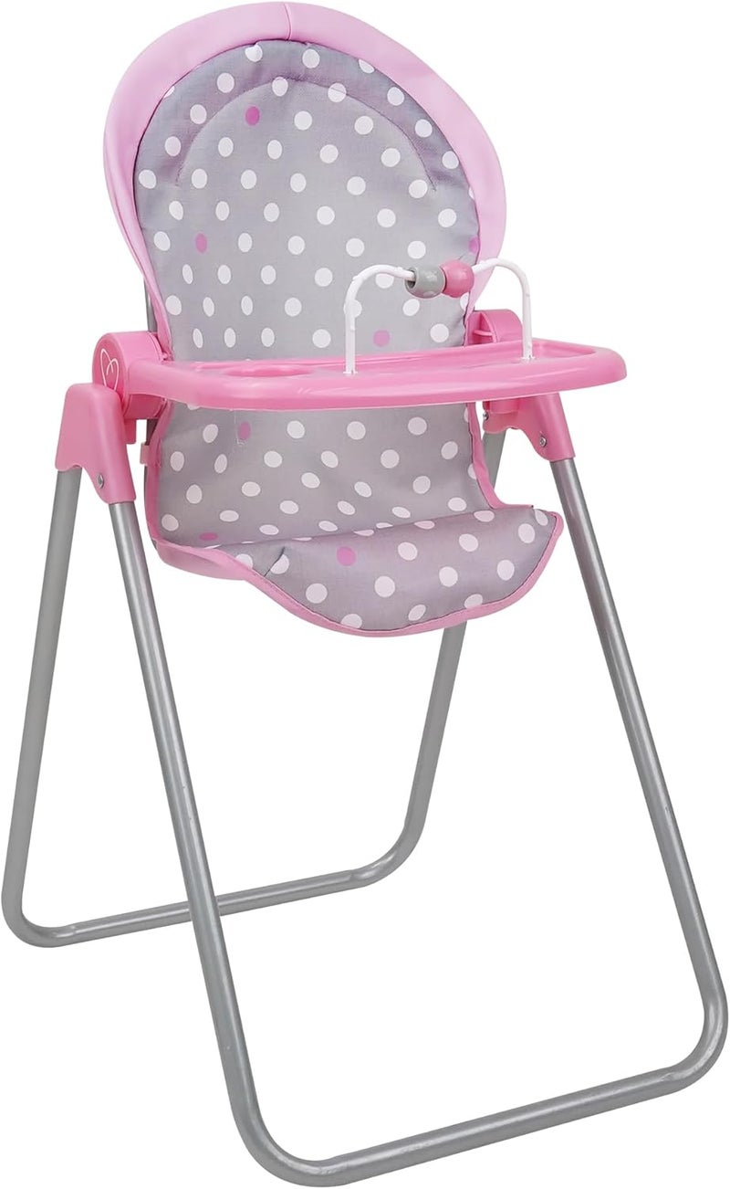 509 Crew: Cotton Candy Pink: Foodie Doll Highchair - Pink, Grey, Polka Dot - for Dolls Up to 21", Sturdy, Kids Pretend Play, Ages 3+ - Image 1